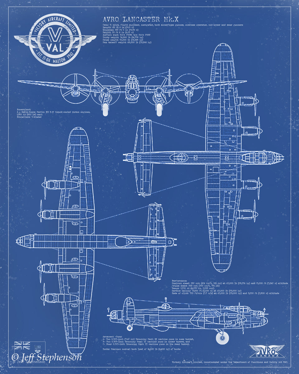 Lancaster Blueprint Graphic Art Print