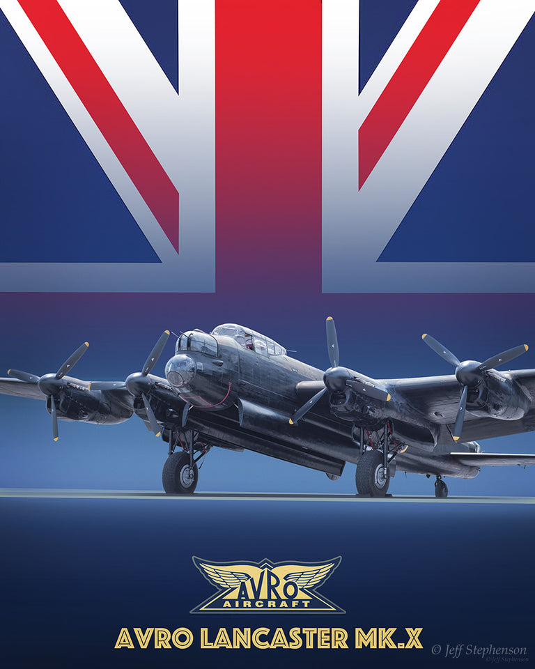Avro Victory Lancaster Mk.X bomber graphic style poster print
