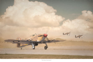 Hawker Hurricane fighter planes on a desert runway.