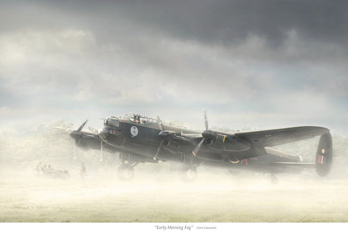 Avro Lancaster bomber with misty scene